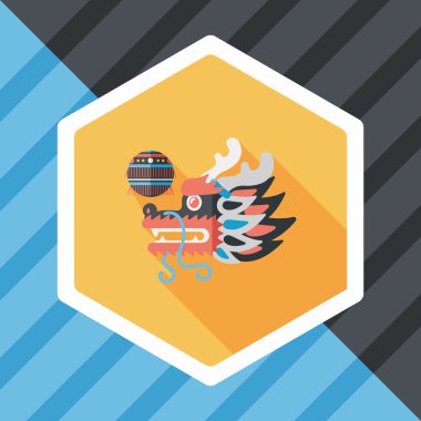 Çin yeni yılı düz simgesi ile uzun gölge, eps10, dragon ve