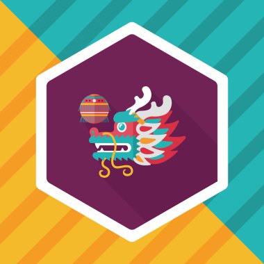 Çin yeni yılı düz simgesi ile uzun gölge, eps10, dragon ve