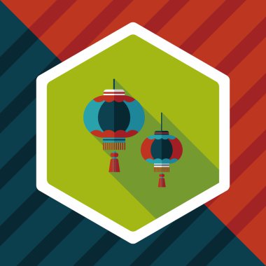 Çin yeni yılı uzun gölge, eps10, Çinli bir dekor ile düz simgesi