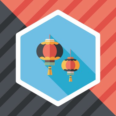 Çin yeni yılı uzun gölge, eps10, Çinli bir dekor ile düz simgesi