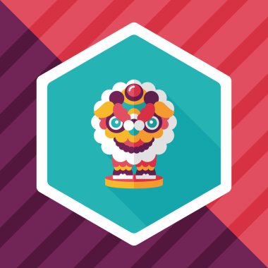 Çin yeni yılı düz simgesi ile uzun gölge, eps10, dragon ve