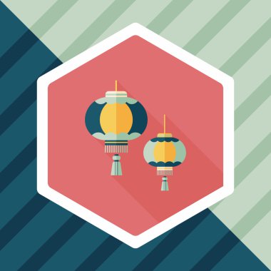 Çin yeni yılı uzun gölge, eps10, Çinli bir dekor ile düz simgesi