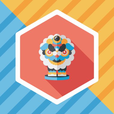 Çin yeni yılı düz simgesi ile uzun gölge, eps10, dragon ve