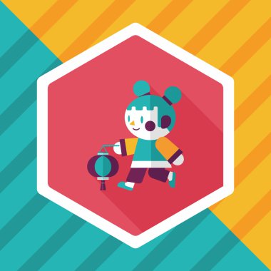 Çin yeni yılı kız uzun gölge, eps10 düz simgesiyle