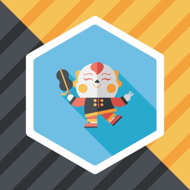 Çin yeni yılı uzun gölge, eps10, Maitreya bez bebek ile düz simgesi