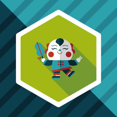 Çin yeni yılı uzun gölge, eps10, Maitreya bez bebek ile düz simgesi