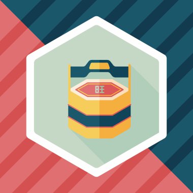 Çin yeni yıl hediye kutusu düz simgesiyle uzun gölge, eps10