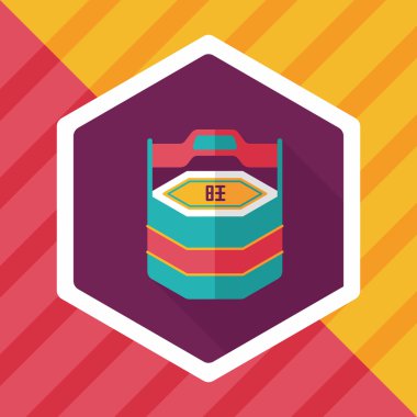 Çin yeni yıl hediye kutusu düz simgesiyle uzun gölge, eps10