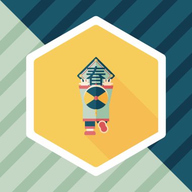 Çin yeni yılı uzun gölge, eps10, küçük bo düz simgesiyle