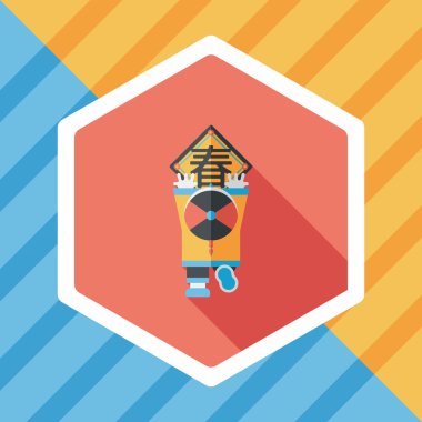 Çin yeni yılı uzun gölge, eps10, küçük bo düz simgesiyle