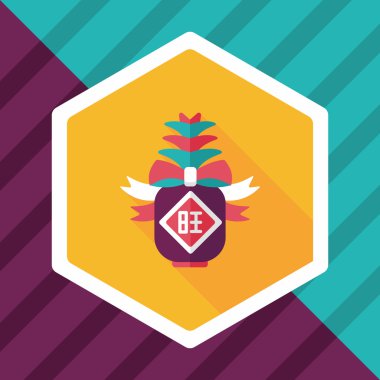 Çin yeni yılı uzun gölge pinea gönderdiğinizde, düz simgesiyle