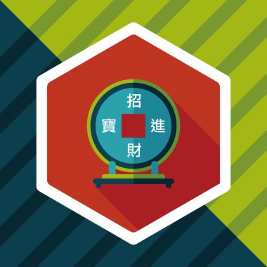 Çin yeni yılı uzun gölge, eps10, Çinli bir dekor ile düz simgesi