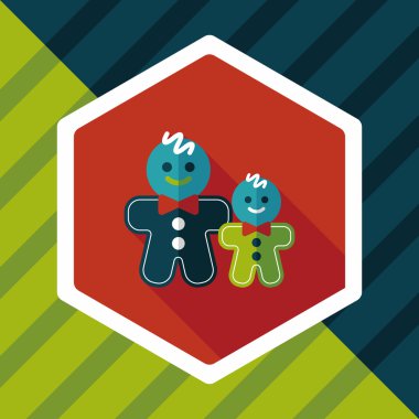 Zencefilli kurabiye adam düz simgesi ile uzun gölge, eps10