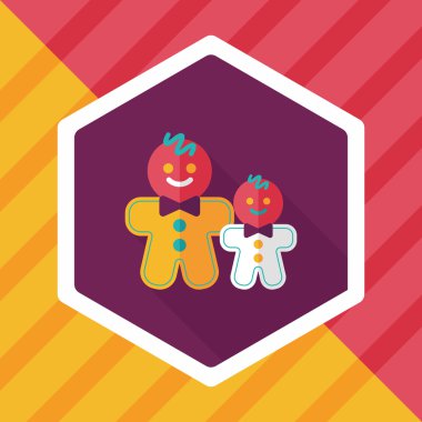 Zencefilli kurabiye adam düz simgesi ile uzun gölge, eps10