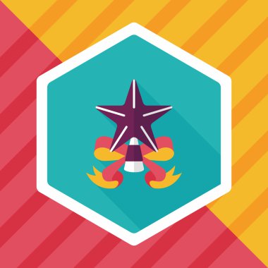 Noel yıldız düz simgesi ile uzun gölge, eps10