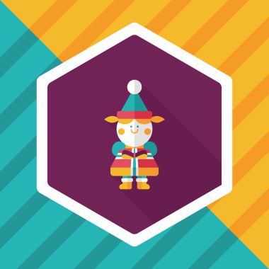 Noel kızı düz simgesi ile uzun gölge, eps10