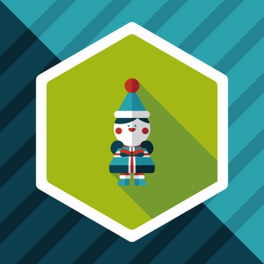 Uzun gölgeli Noel çocuğu düz ikonu, eps10