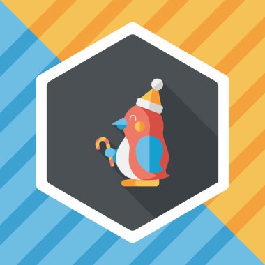 penguen düz simgesi ile uzun gölge, eps10