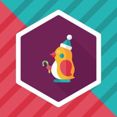 penguen düz simgesi ile uzun gölge, eps10