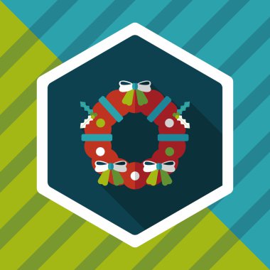 Uzun Gölge, eps10 ile Noel holly çelenk düz simgesi