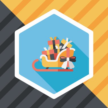 Uzun Gölge, eps10 ile Noel kızak hediye sepeti düz simgesi