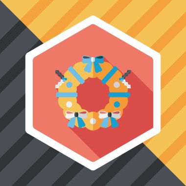 Uzun Gölge, eps10 ile Noel holly çelenk düz simgesi