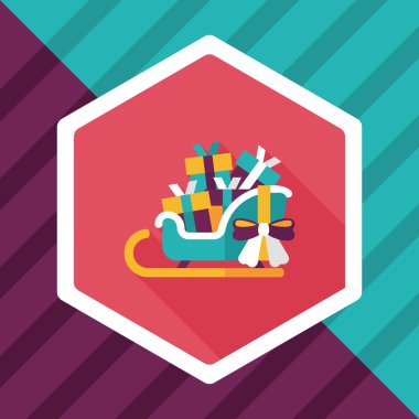 Uzun Gölge, eps10 ile Noel kızak hediye sepeti düz simgesi