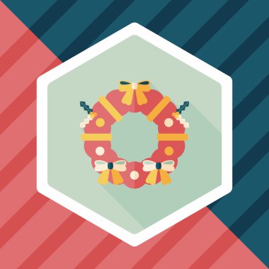 Uzun Gölge, eps10 ile Noel holly çelenk düz simgesi