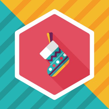 calcetín de Navidad icono plana con sombra, eps10