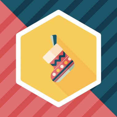 calcetín de Navidad icono plana con sombra, eps10