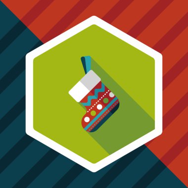 calcetín de Navidad icono plana con sombra, eps10