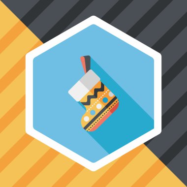 calcetín de Navidad icono plana con sombra, eps10