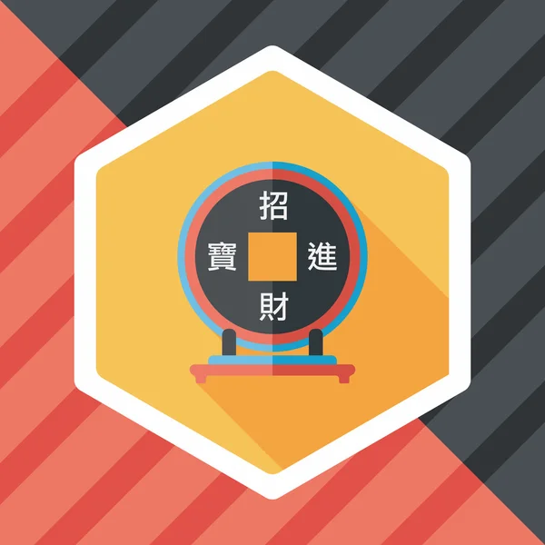 Icono plano de Año Nuevo chino con sombra larga, eps10, decoración china — Vector de stock