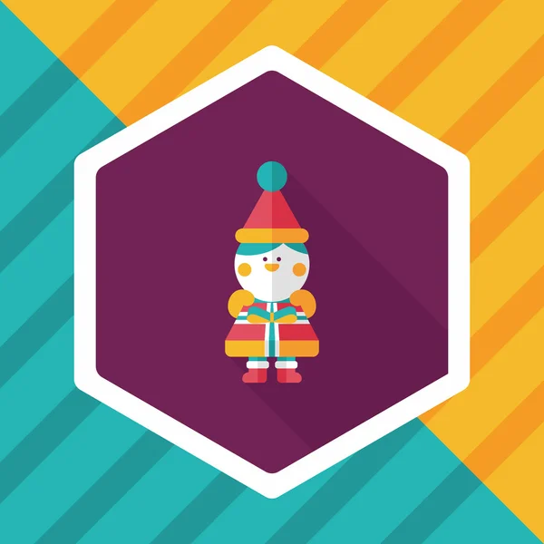 Vánoční chlapec plochá ikona s dlouhým stínem, eps10 — Stockový vektor