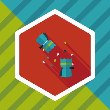 Noel fişeği düz simgesi ile uzun gölge, eps10