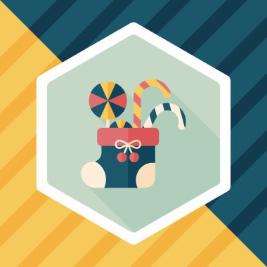 calcetín de Navidad icono plana con sombra, eps10