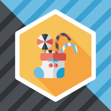 calcetín de Navidad icono plana con sombra, eps10