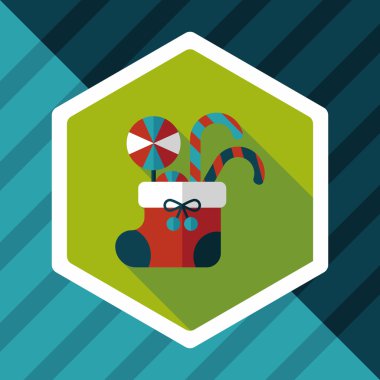 calcetín de Navidad icono plana con sombra, eps10