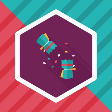 Noel fişeği düz simgesi ile uzun gölge, eps10