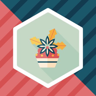 Noel kek düz simgesi ile uzun gölge, eps10