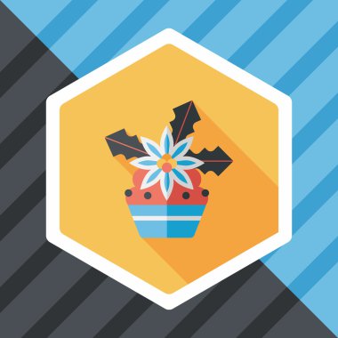 Noel kek düz simgesi ile uzun gölge, eps10