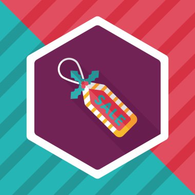 Noel satış etiketi düz simgesi ile uzun gölge, eps10