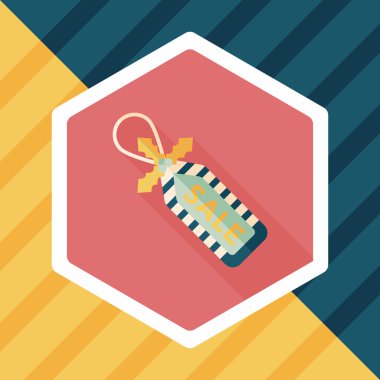 Noel satış etiketi düz simgesi ile uzun gölge, eps10