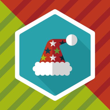 Uzun Gölge, eps10 ile Noel şapka düz simgesi