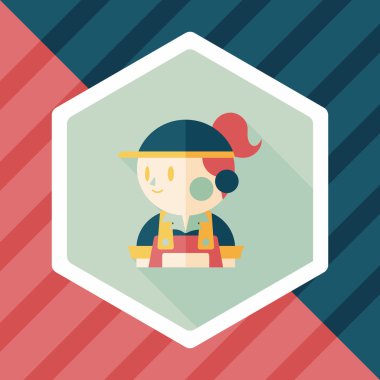 Kahve Dükkanı katip düz simgesi ile uzun gölge, eps10