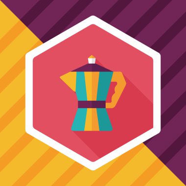 Uzun Gölge, eps10 ile kahve su ısıtıcısı düz simgesi