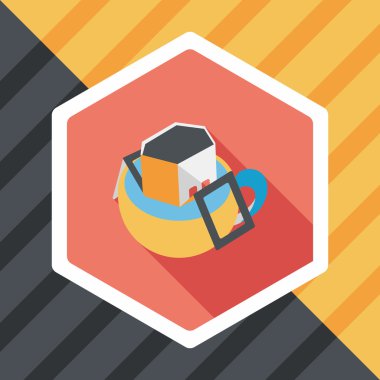 Uzun Gölge, eps10 ile kahve çanta düz simgesi