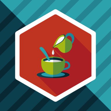 sıcak süt krem kahve düz simgesi ile uzun gölge, eps10