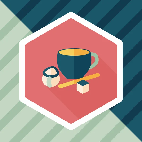 De platte pictogram koffie met lange schaduw, eps10 — Stockvector