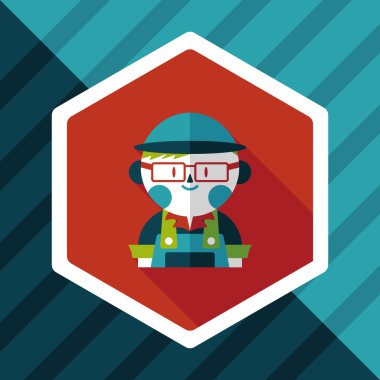 Kahve Dükkanı katip düz simgesi ile uzun gölge, eps10